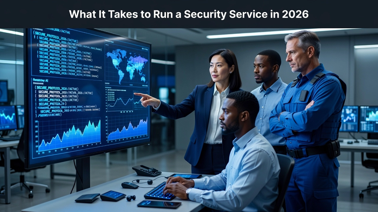 Professional header image for industry analysis: What It Takes to Run a Security Service in 2026