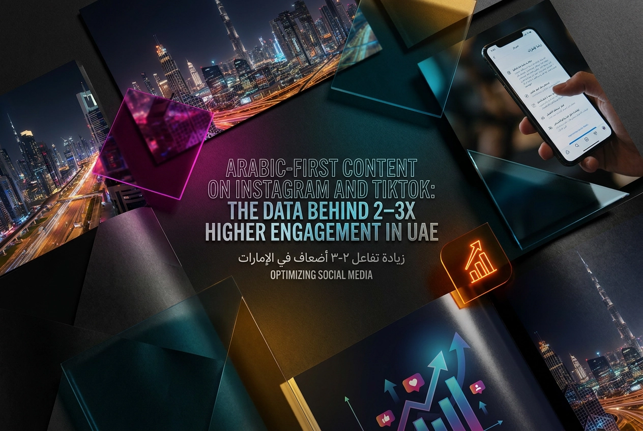 Professional header image for industry analysis: Arabic-First Content on Instagram and TikTok: The Data Be...