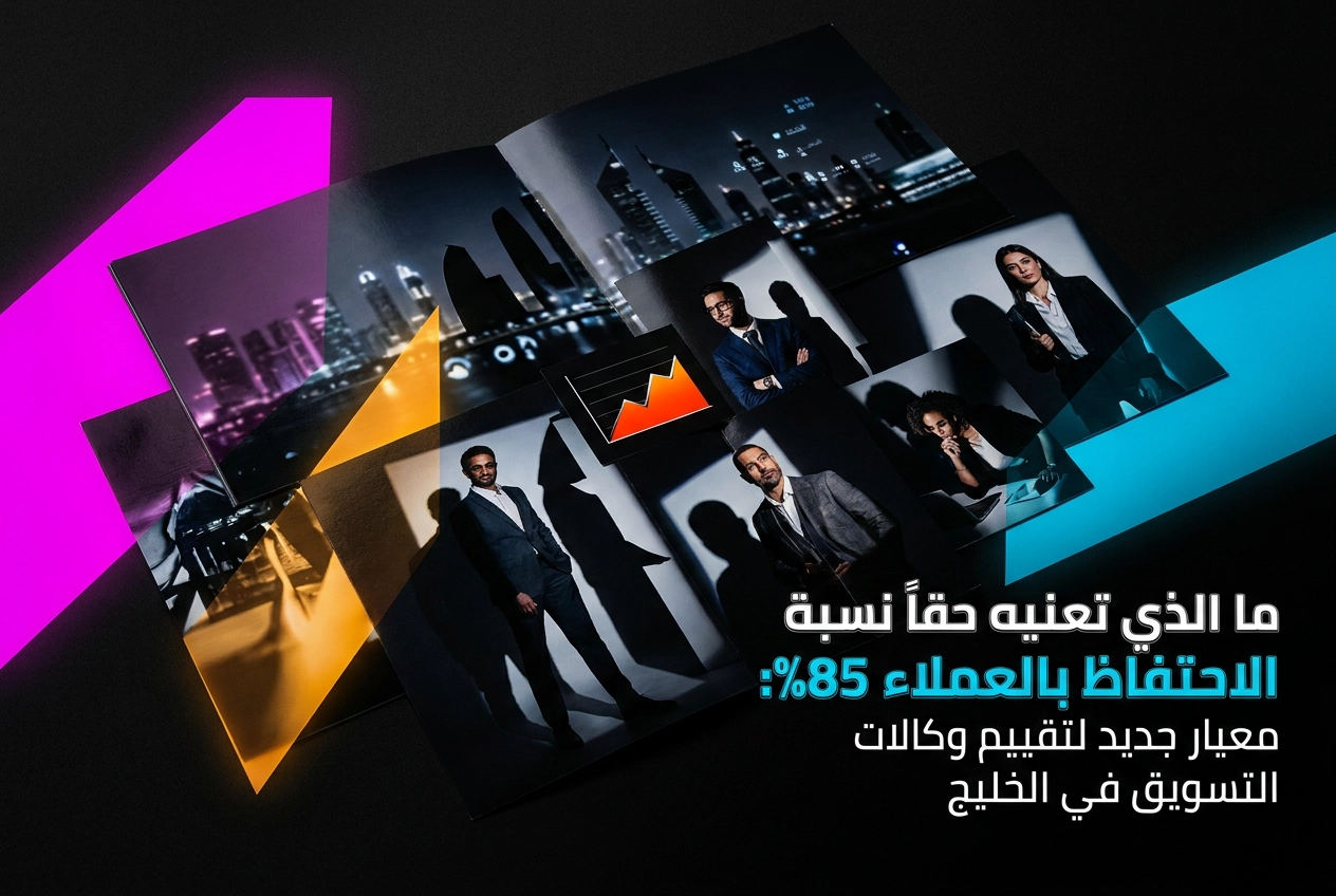Professional header image for industry analysis: ما الذي تعنيه حقاً نسبة الاحتفاظ بالعملاء 85%: معيار جديد...