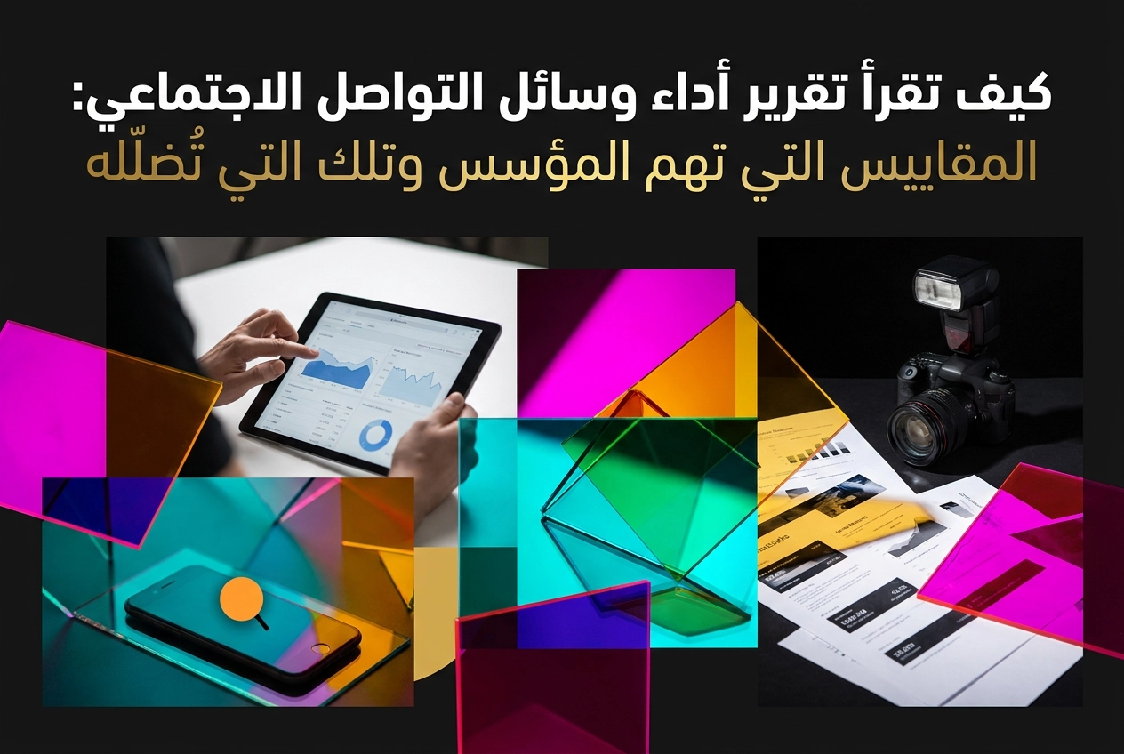 Professional header image for industry analysis: كيف تقرأ تقرير أداء وسائل التواصل الاجتماعي: المقاييس الت...