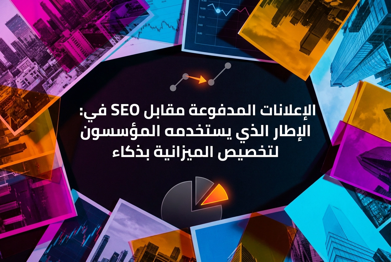 Professional header image for industry analysis: الإعلانات المدفوعة مقابل SEO في الخليج: الإطار الذي يستخد...