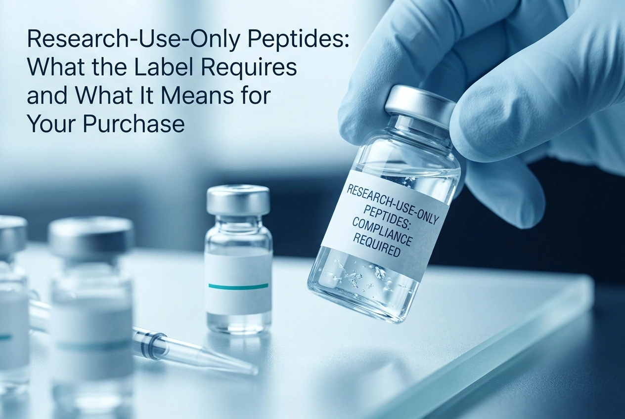 Professional header image for industry analysis: Research-Use-Only Peptides: What the Label Requires and W...