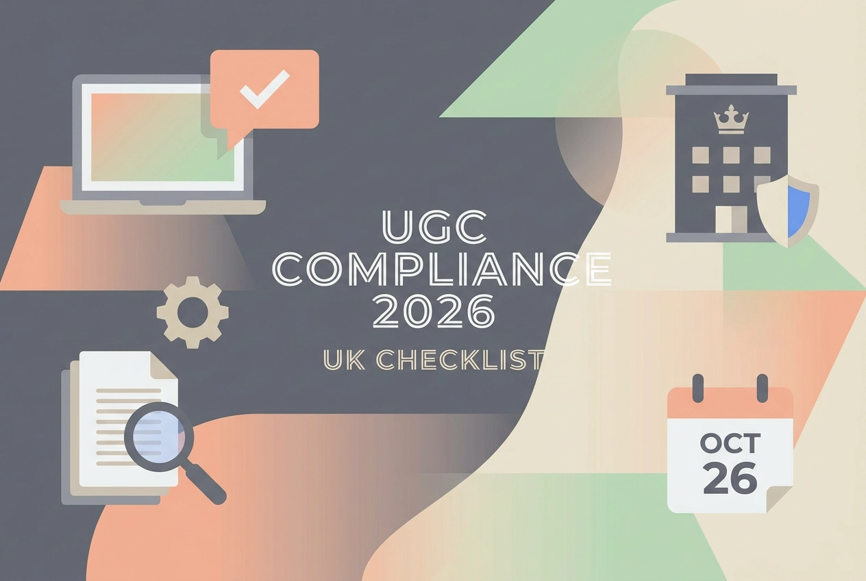 Professional header image for list-based article: UGC on Your Website in 2026: The UK Compliance Checklist ...