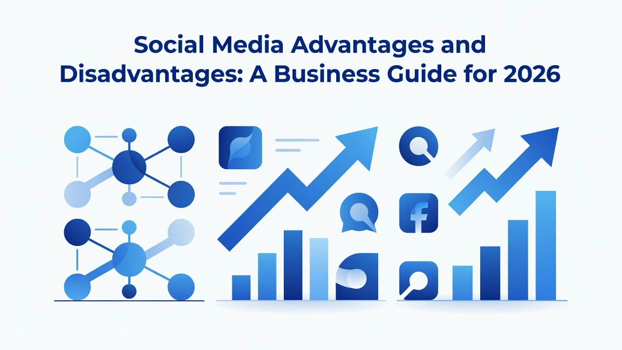 Professional header image for list-based article: Social Media Advantages and Disadvantages: A Business Gui...
