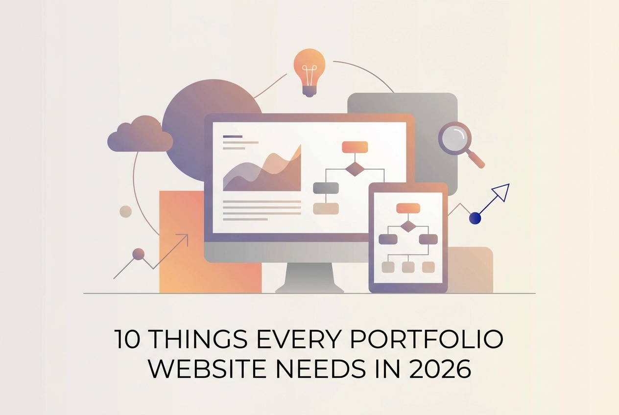 Professional header image for list-based article: 10 Things Every Portfolio Website Needs in 2026