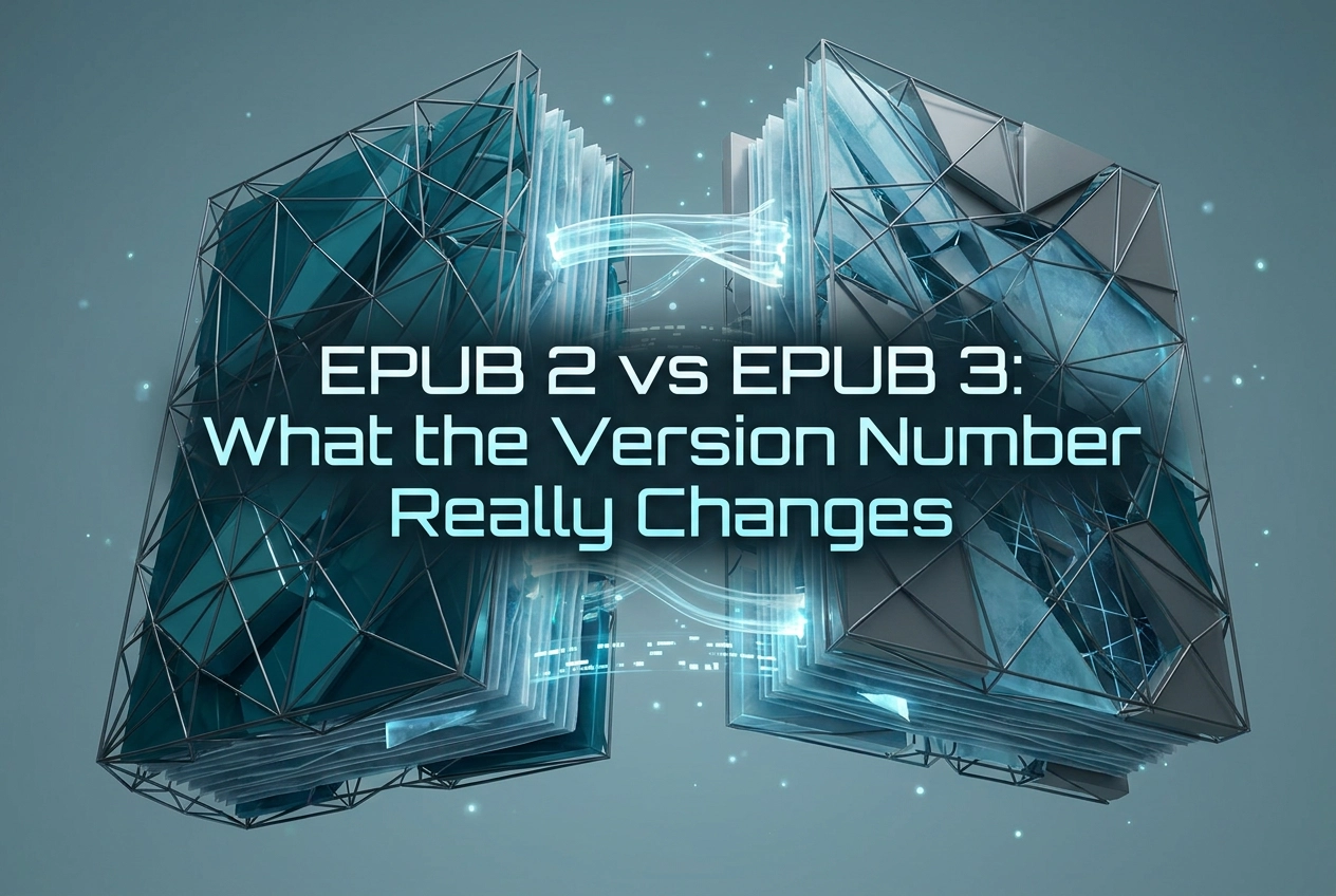 Professional header image for comparison analysis: EPUB 2 vs EPUB 3: What the Version Number Really Changes