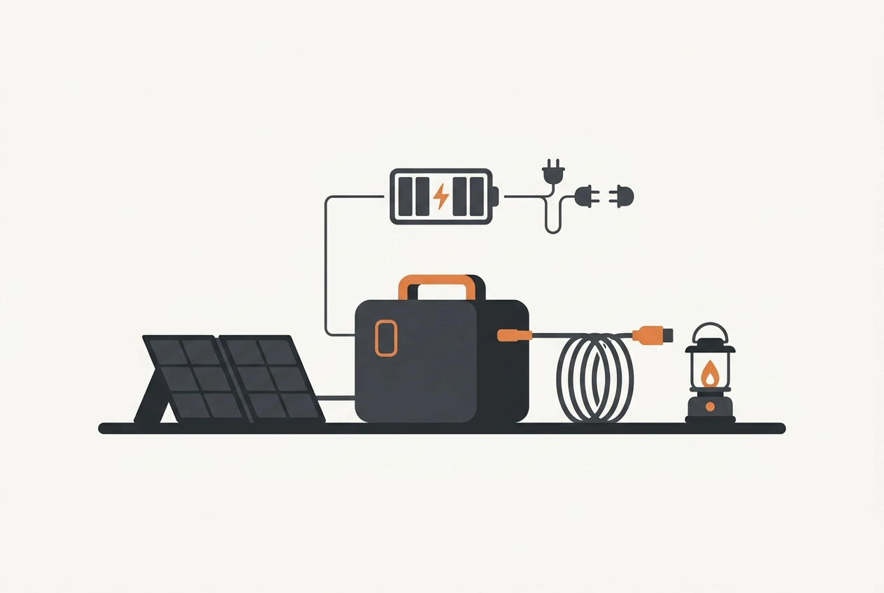 AI-generated illustration of power stations for a camping comparison
