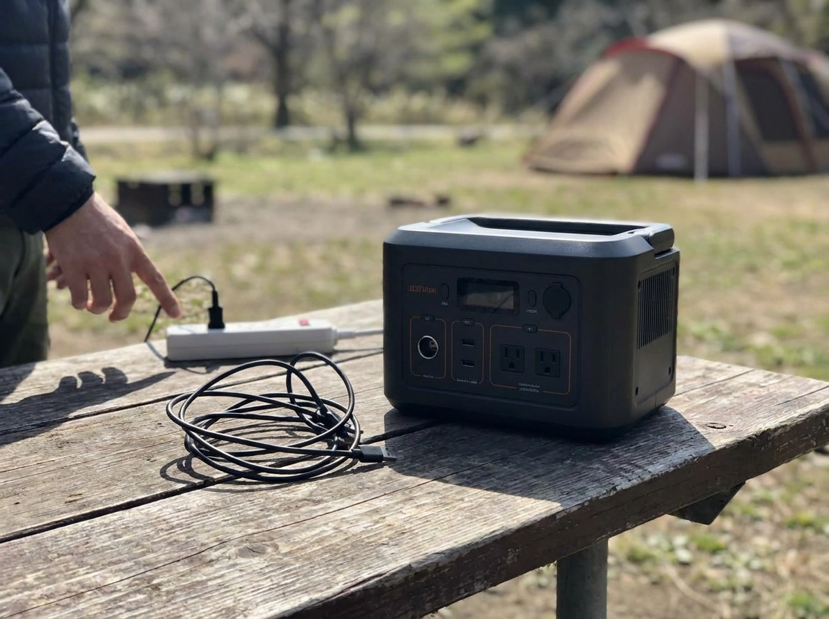 AI-generated illustration of common power-station mistakes when camping