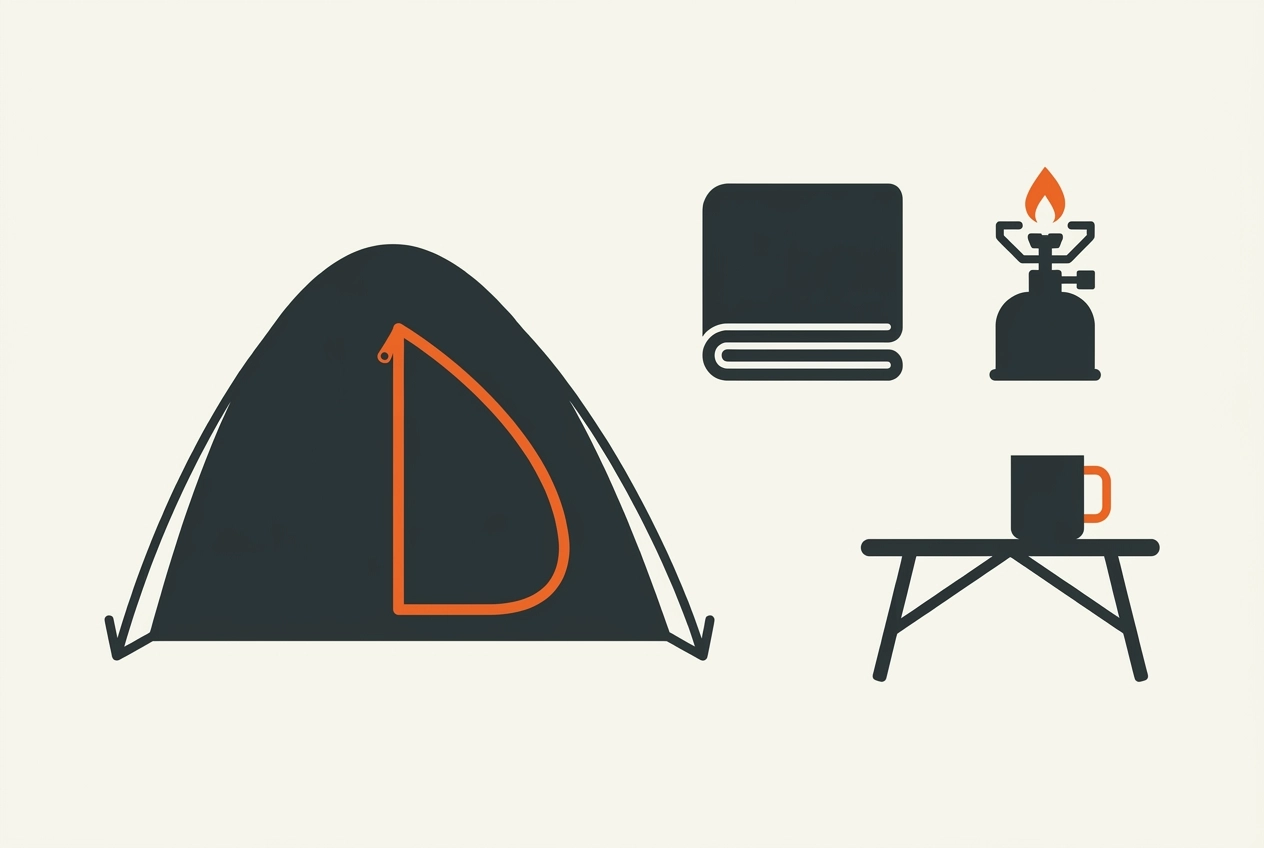 Professional header image for educational tutorial: Camping für Einsteiger: Der komplette Praxis-Guide