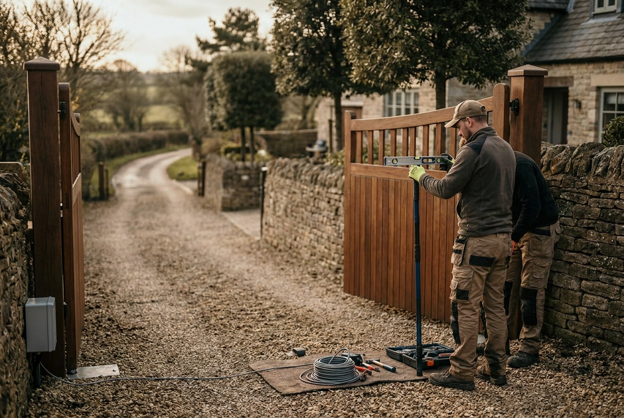 Professional header image for educational tutorial: Bespoke Electric Gate Installation for Crowborough Driveways
