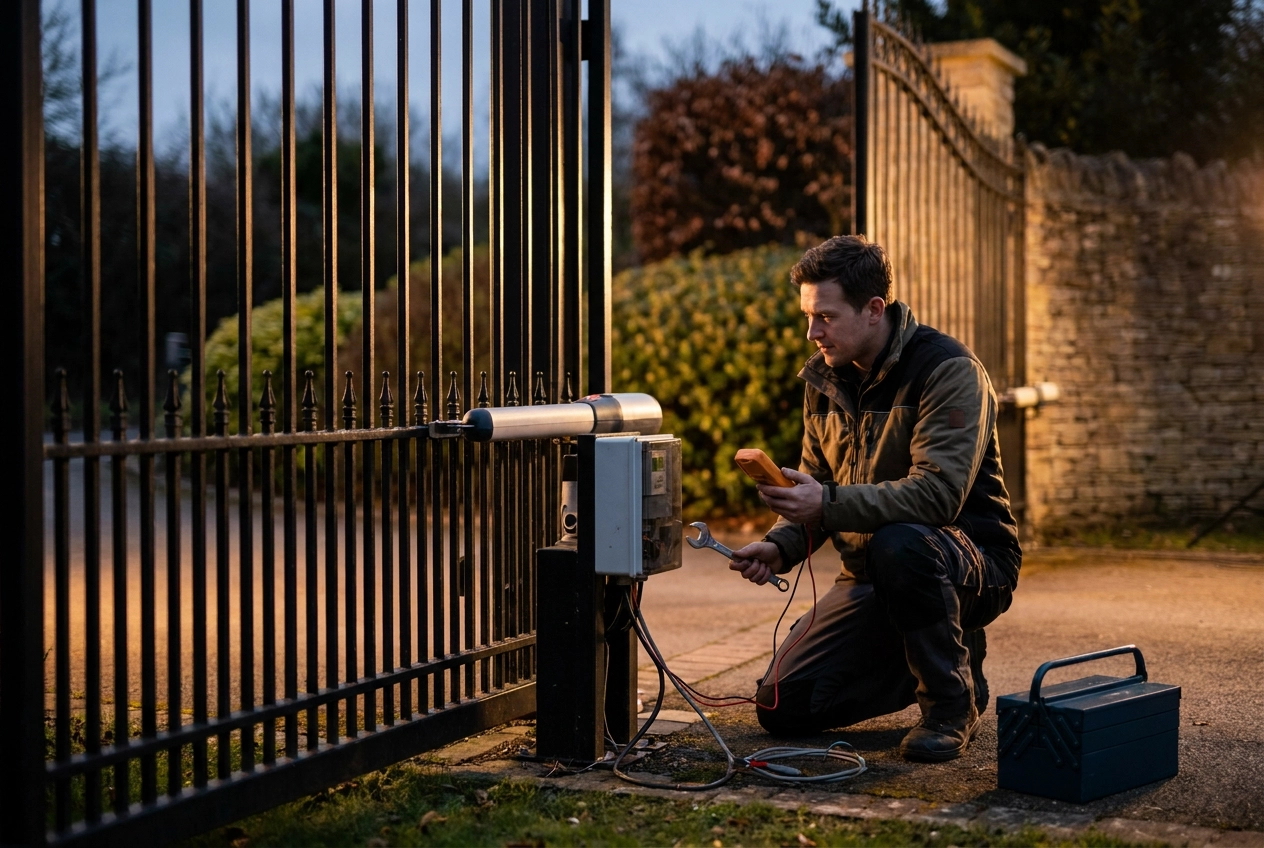 Professional header image for step-by-step guide: Electric Gate Opens But Won't Close? Diagnose and Fix It