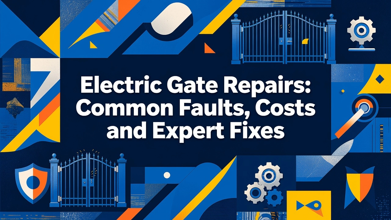 Professional header image for list-based article: Electric Gate Repairs: Common Faults, Costs and Expert Fixes