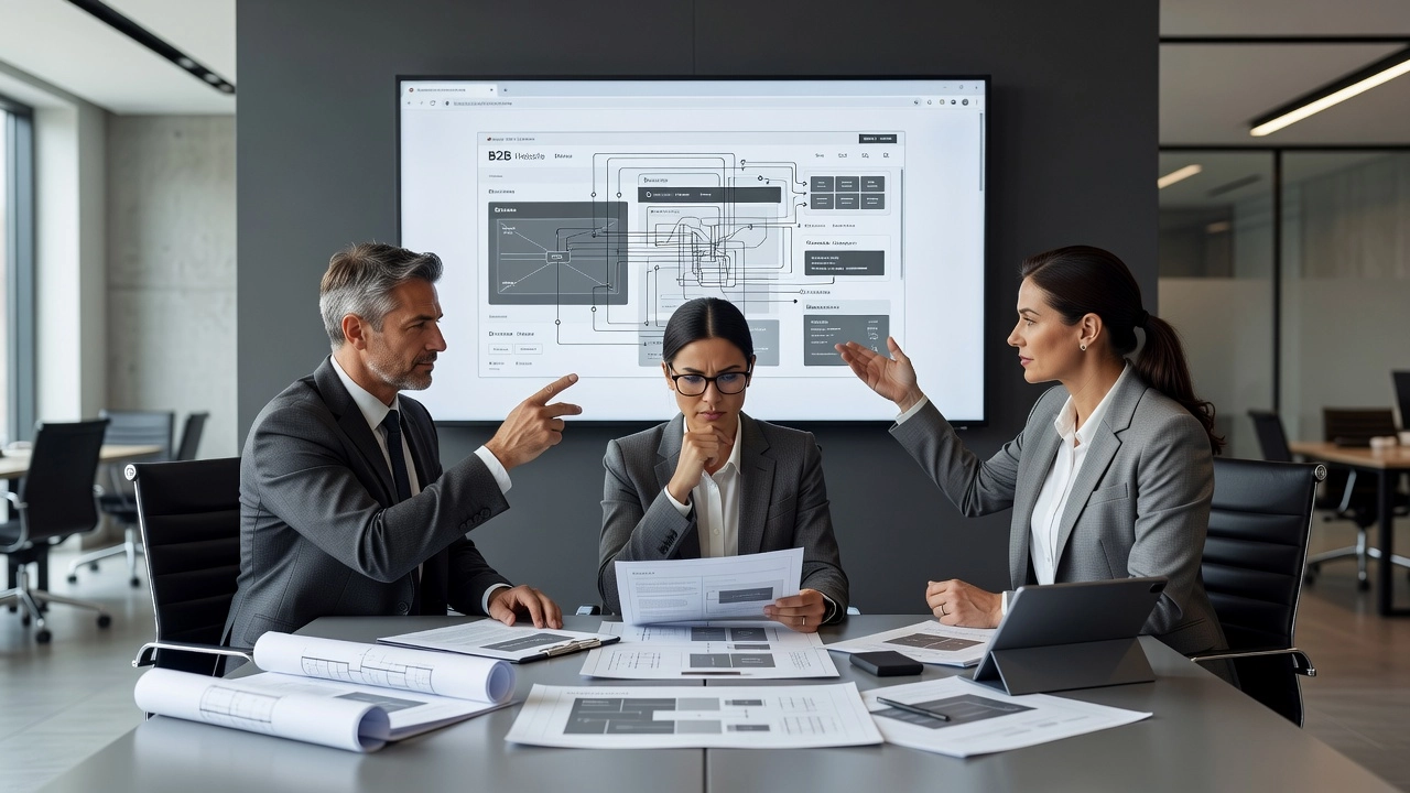 Professional header image for industry analysis: Why B2B Website Design Keeps Failing (And What Actually F...