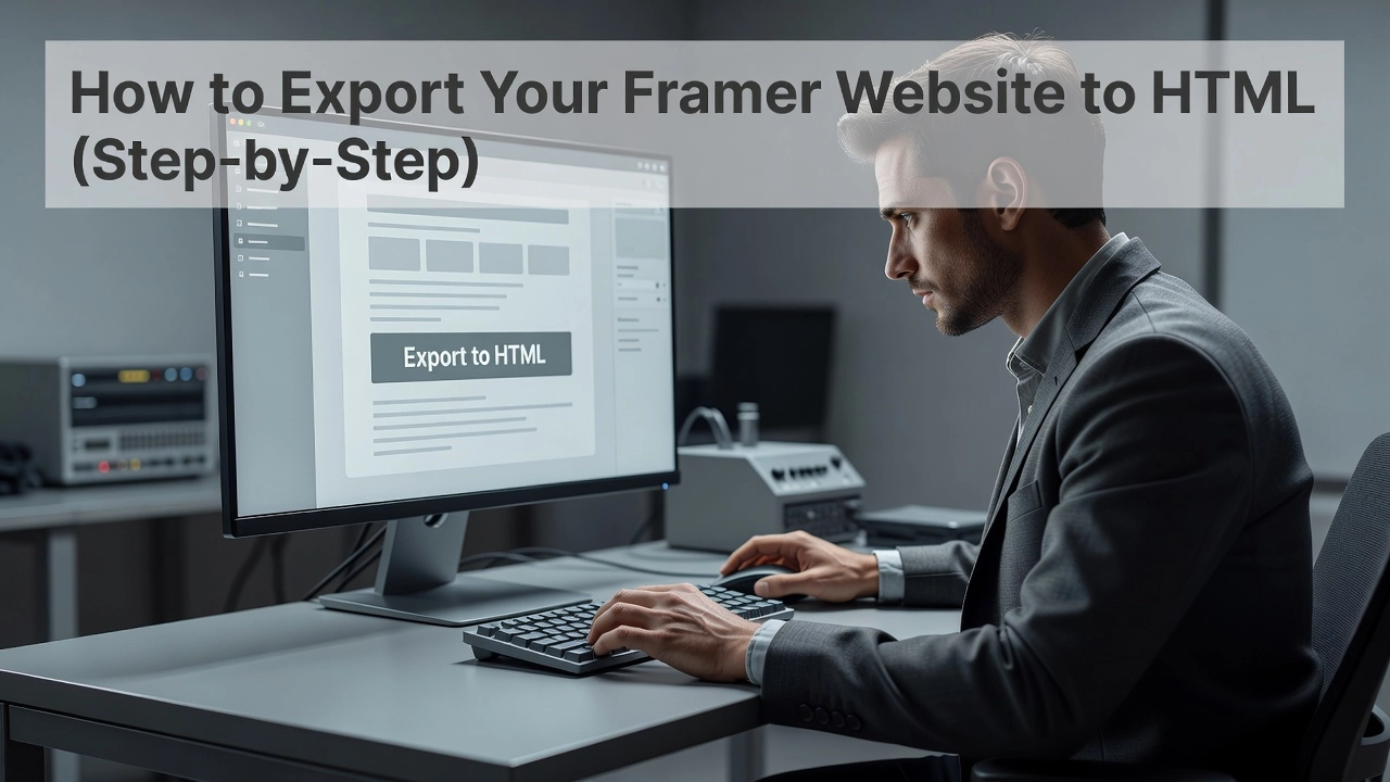 Professional header image for step-by-step guide: How to Export Your Framer Website to HTML (Step-by-Step)