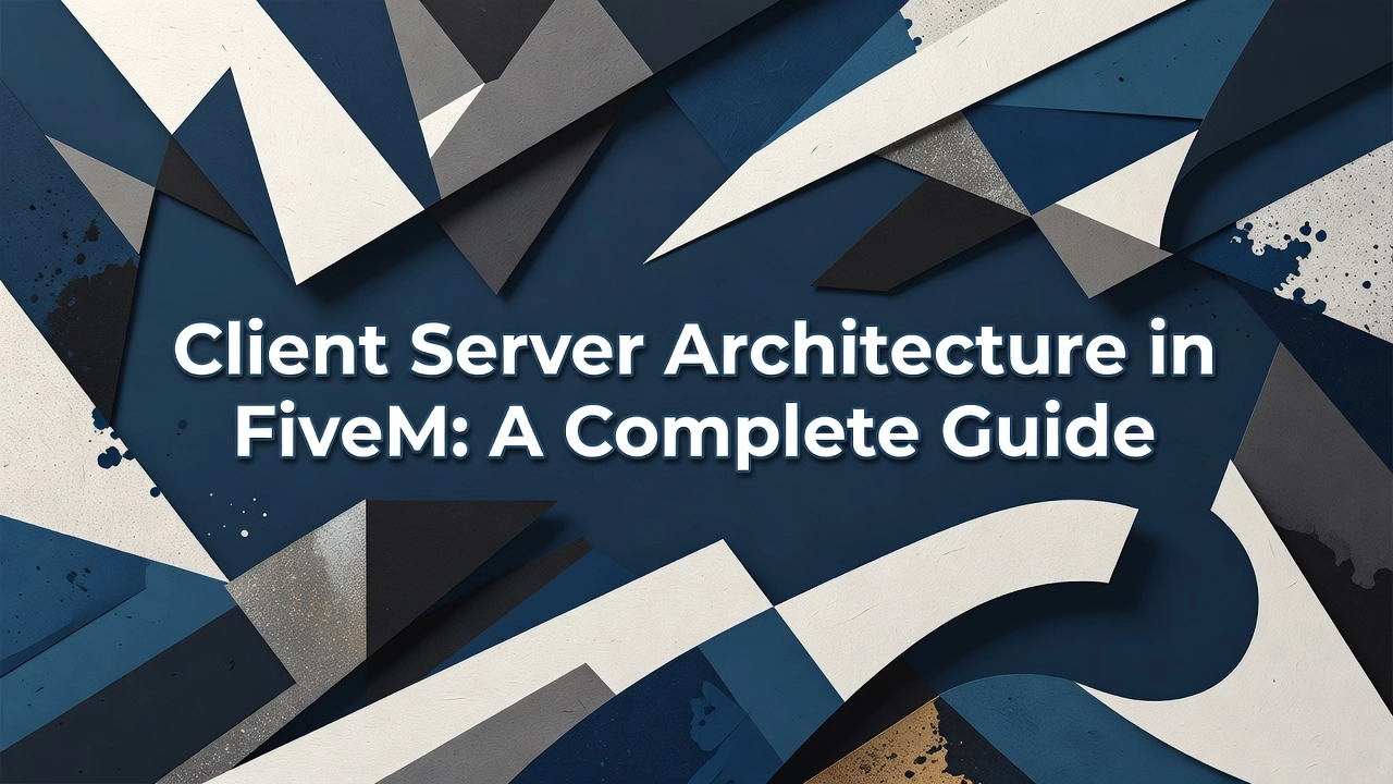 Professional header image for educational tutorial: Client Server Architecture in FiveM: A Complete Guide