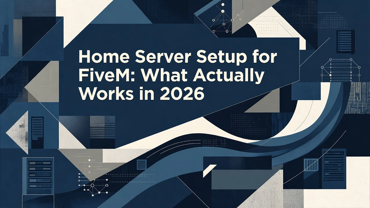 Professional header image for educational tutorial: Home Server Setup for FiveM: What Actually Works in 2026