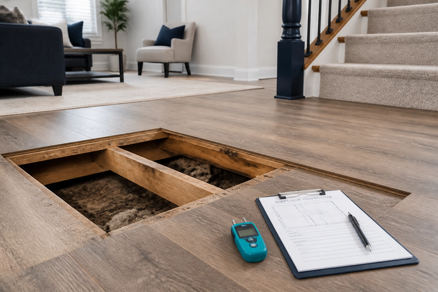 Illustration accompanying: Soft Spots and Squeaks: A Smyrna Subfloor Inspection