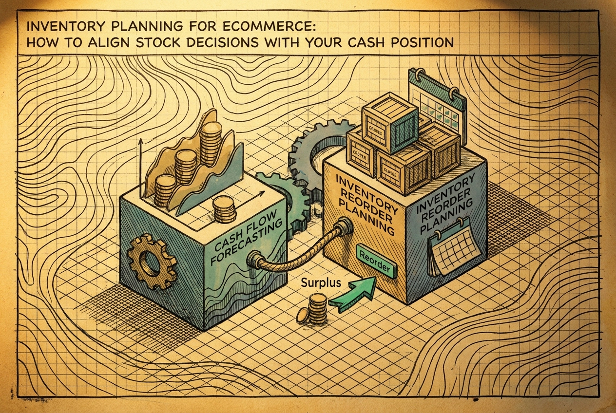 Professional header image for educational tutorial: Inventory Planning for Ecommerce: How to Align Stock Deci...