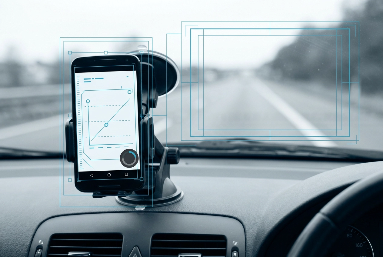 Professional header image for educational tutorial: Cómo Convertir Tu Android en una Dashcam con IA: Guía Com...