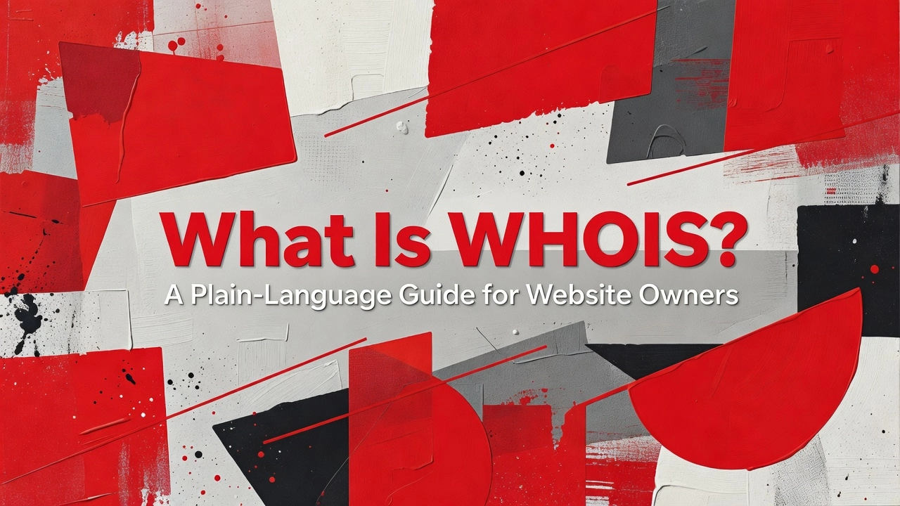 Professional header image for educational tutorial: What Is WHOIS? A Plain-Language Guide for Website Owners