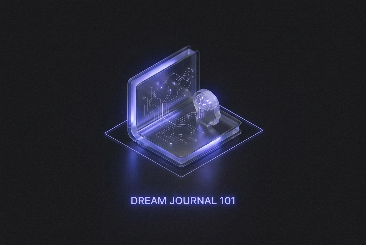 Professional header image for educational tutorial: Dream Journal 101: How to Start, What to Write, and Why A...