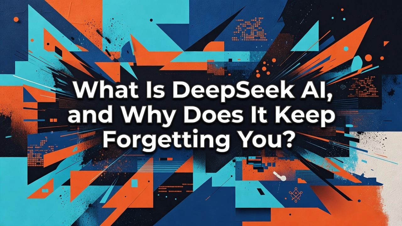 Professional header image for educational tutorial: What Is DeepSeek AI, and Why Does It Keep Forgetting You?