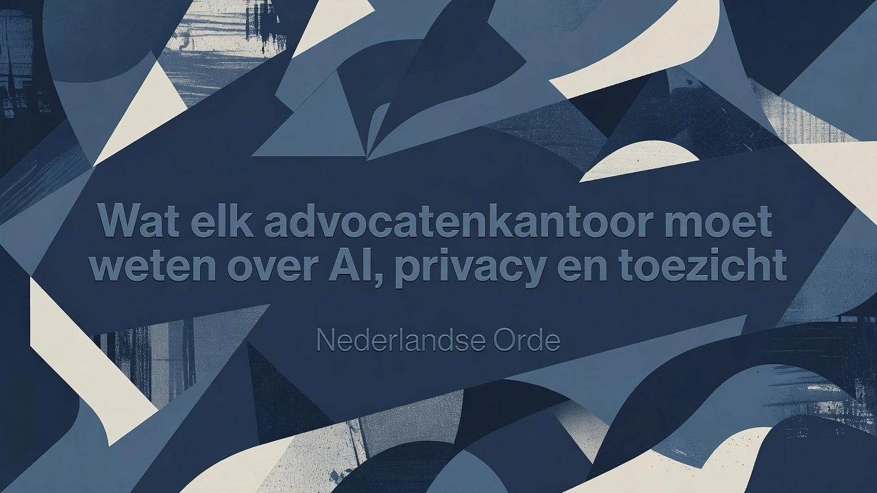 Professional header image for list-based article: Wat elk advocatenkantoor moet weten over AI, privacy en t...