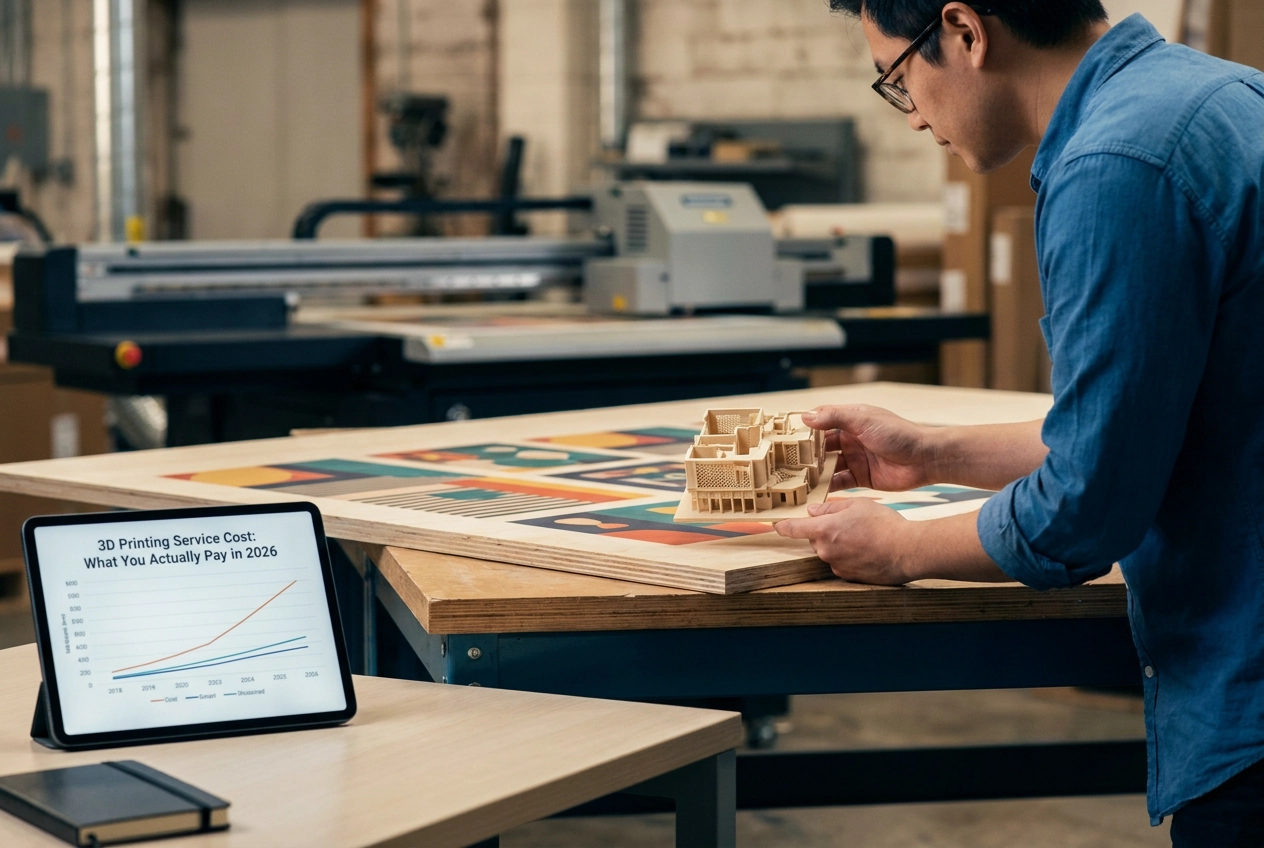 Professional header image for comparison analysis: 3D Printing Service Cost: What You Actually Pay in 2026