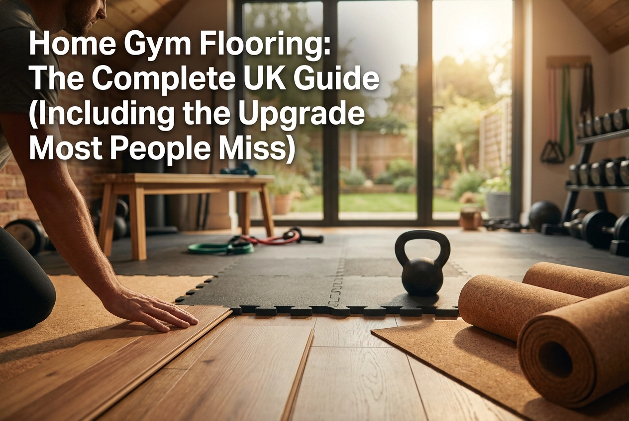 Professional header image for list-based article: Home Gym Flooring: The Complete UK Guide (Including the U...