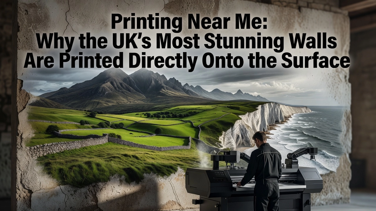 Professional header image for list-based article: Printing Near Me: Why the UK's Most Stunning Walls Are Pr...