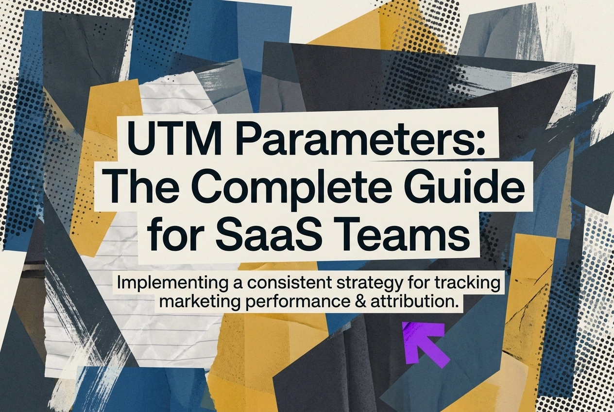 Professional header image for educational tutorial: UTM Parameters: The Complete Guide for SaaS Teams