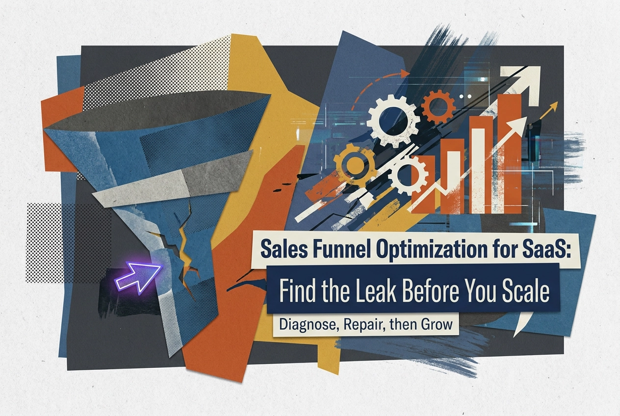 Professional header image for step-by-step guide: Sales Funnel Optimization for SaaS: Find the Leak Before ...
