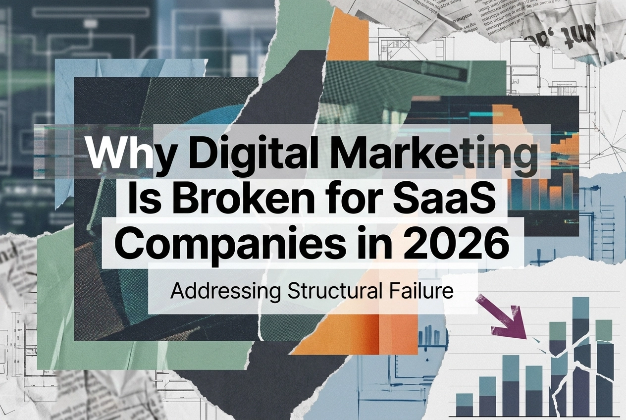 Professional header image for industry analysis: Why Digital Marketing Is Broken for SaaS Companies in 2026