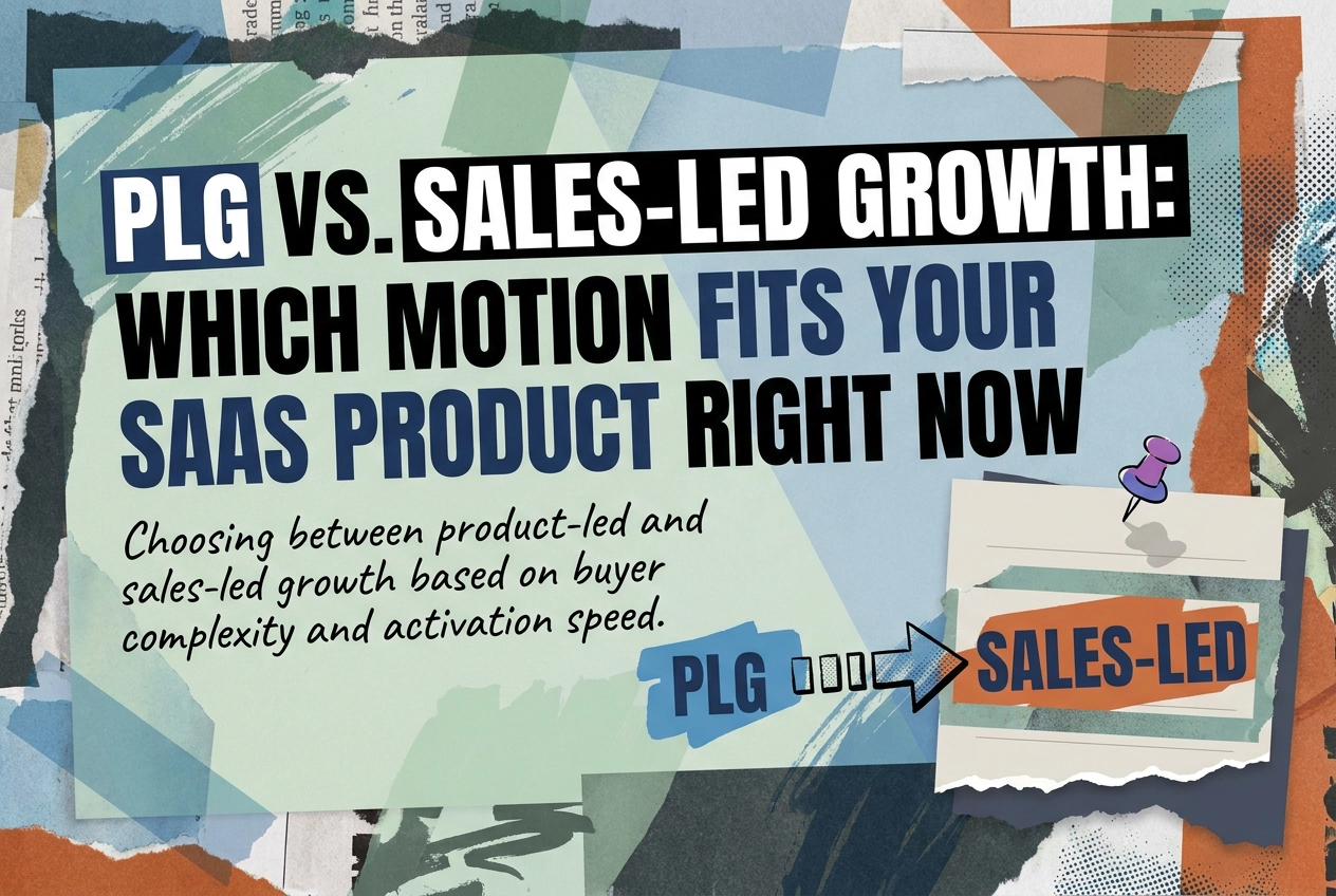 Professional header image for comparison analysis: PLG vs. Sales-Led Growth: Which Motion Fits Your SaaS Pro...