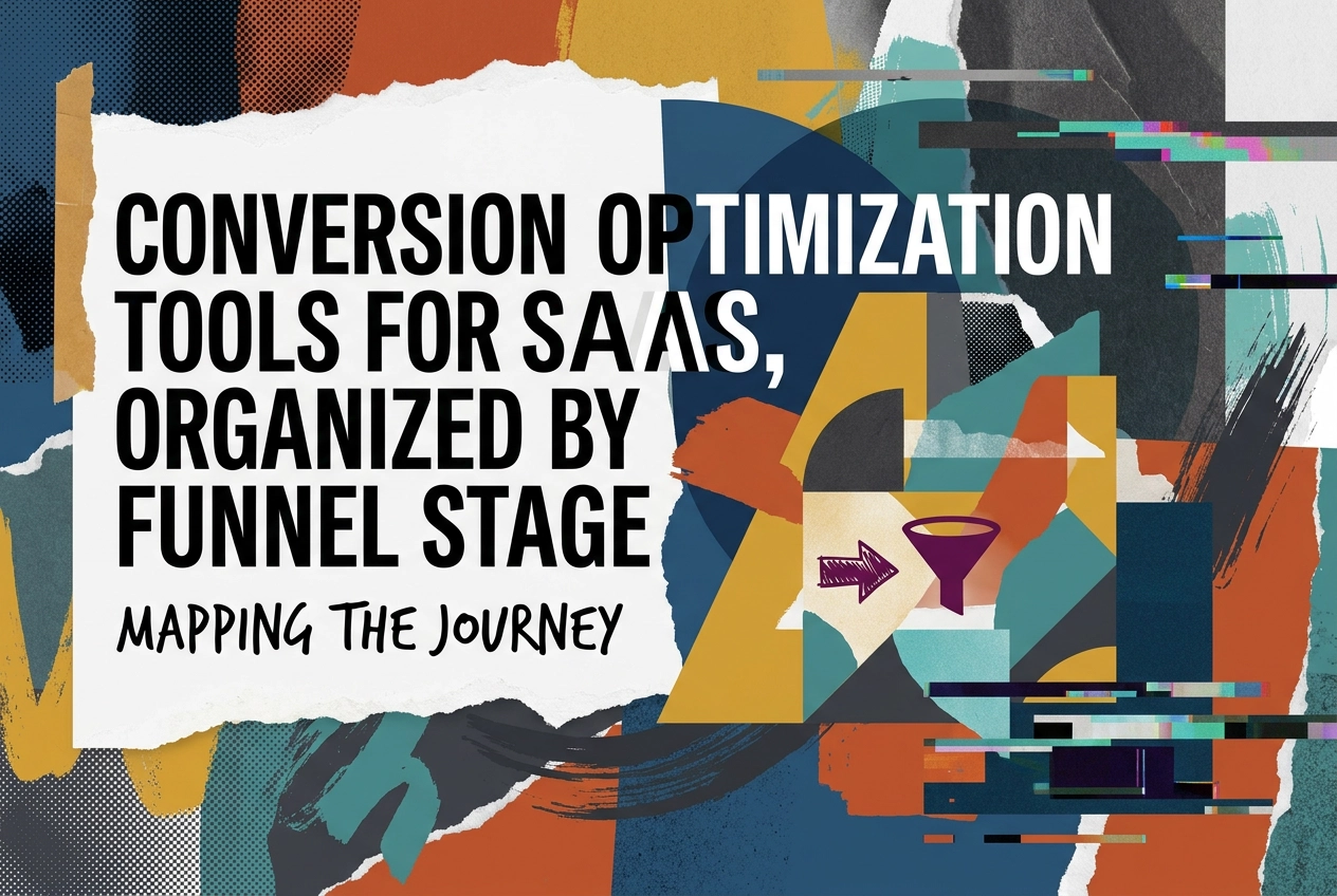 Professional header image for list-based article: Conversion Optimization Tools for SaaS, Organized by Funn...