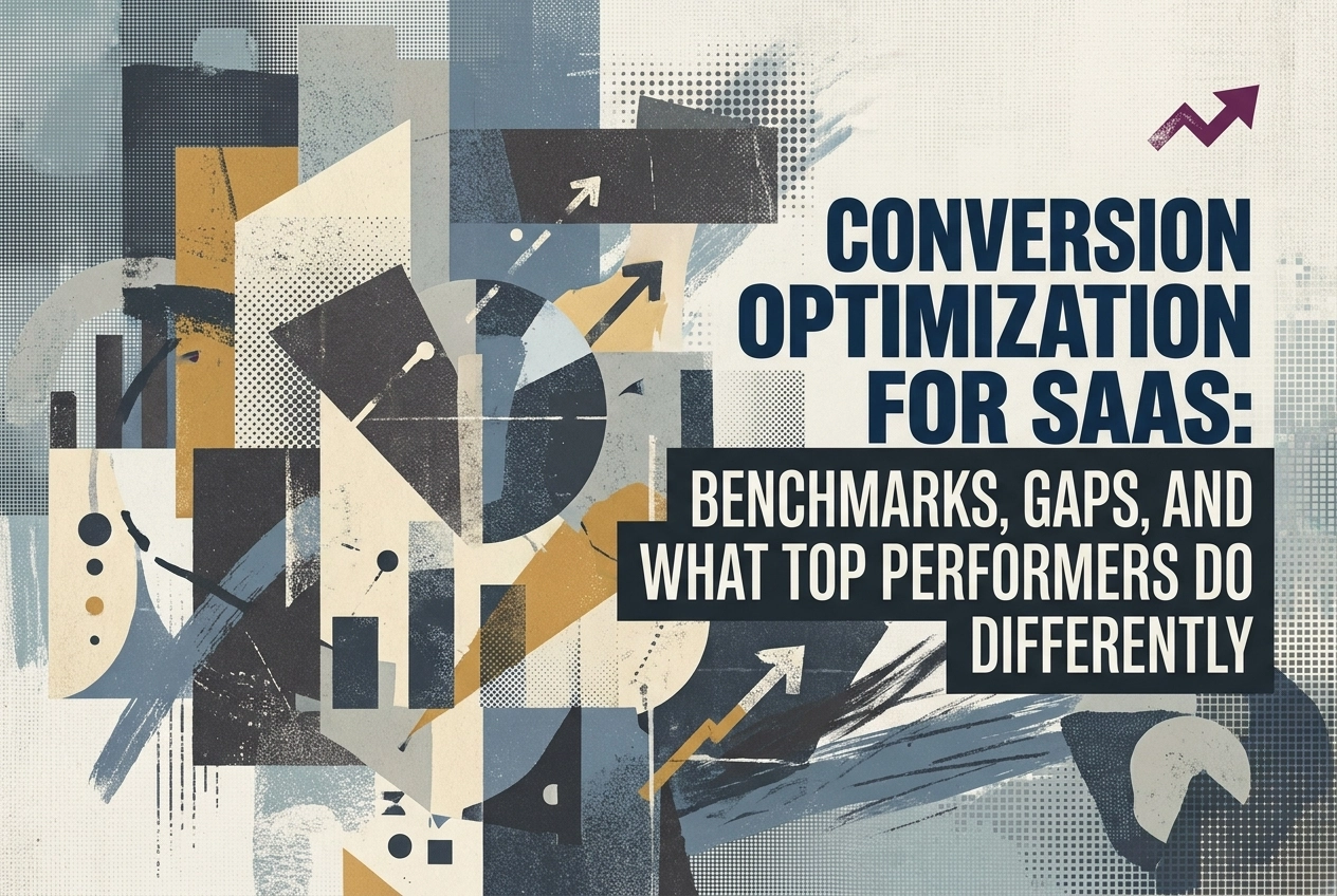 Professional header image for industry analysis: Conversion Optimization for SaaS: Benchmarks, Gaps, and W...