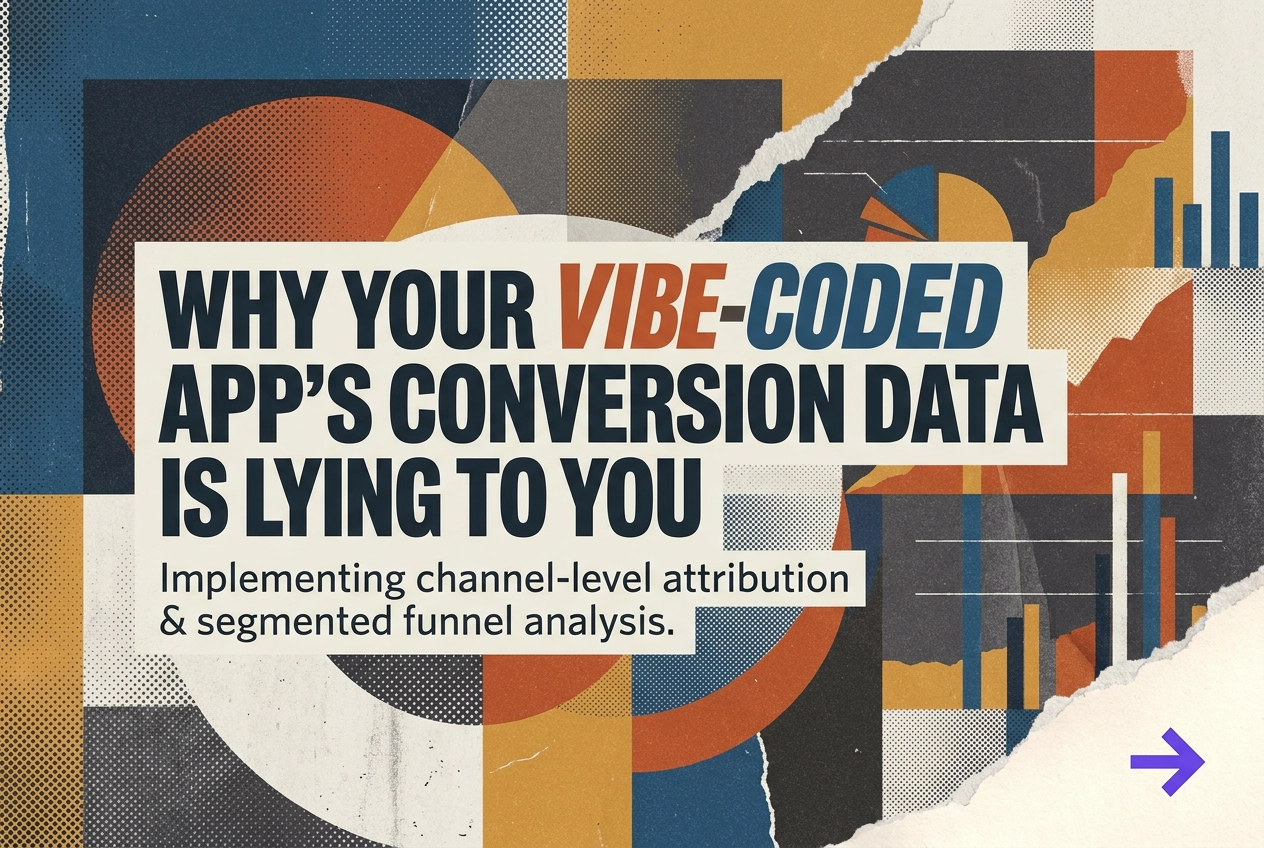 Professional header image for educational tutorial: Why Your Vibe-Coded App's Conversion Data Is Lying to You