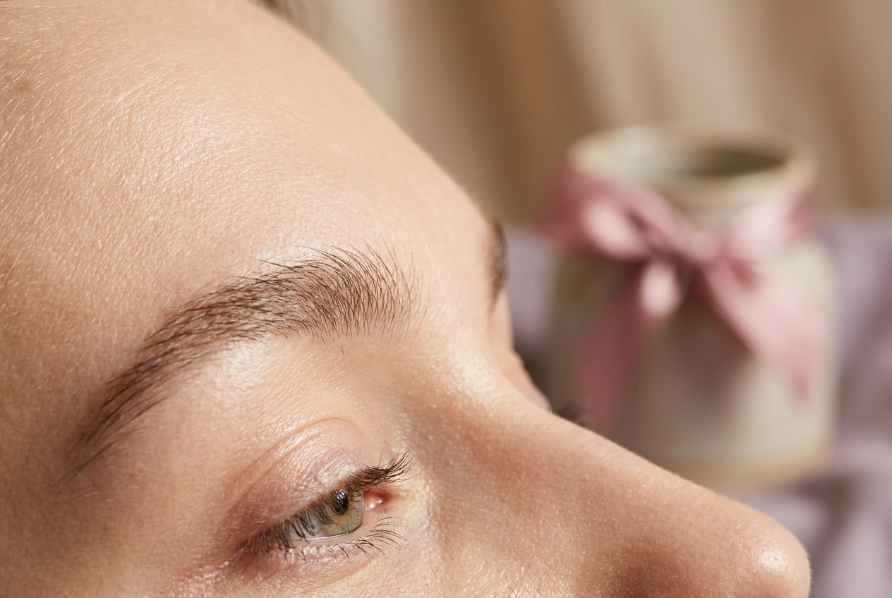 Professional header image for educational tutorial: Permanent Make-up Augenbrauen Heilungsverlauf: Was passie...