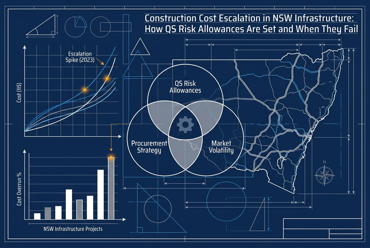 Professional header image for industry analysis: Construction Cost Escalation in NSW Infrastructure: How Q...