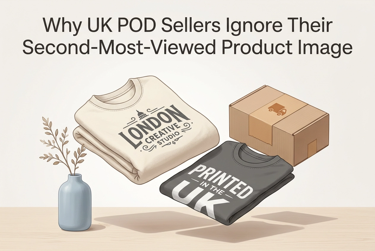 Professional header image for industry analysis: Why UK POD Sellers Ignore Their Second-Most-Viewed Produc...