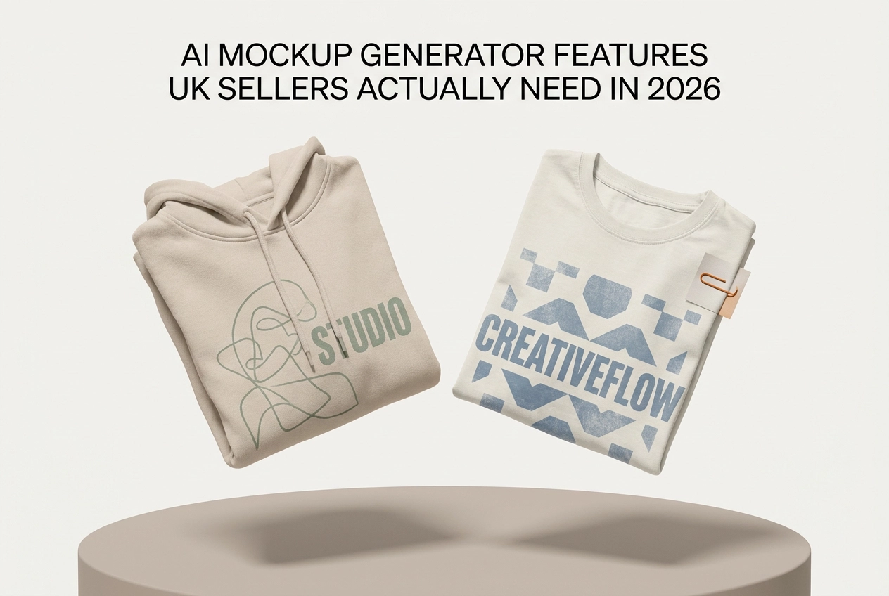Professional header image for list-based article: AI Mockup Generator Features UK Sellers Actually Need in ...