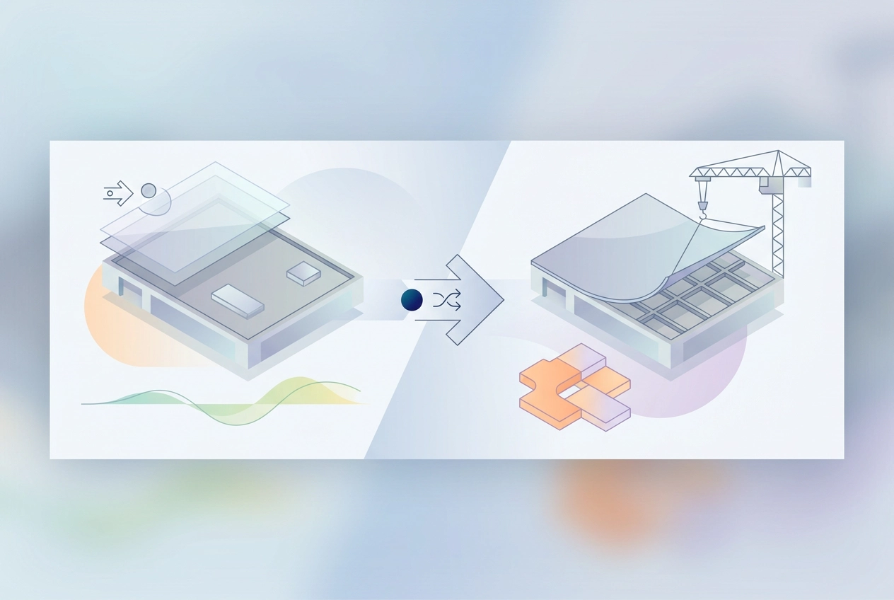 Professional header image for comparison analysis: Re-Cover or Tear-Off? Phasing Commercial Roof Replacement