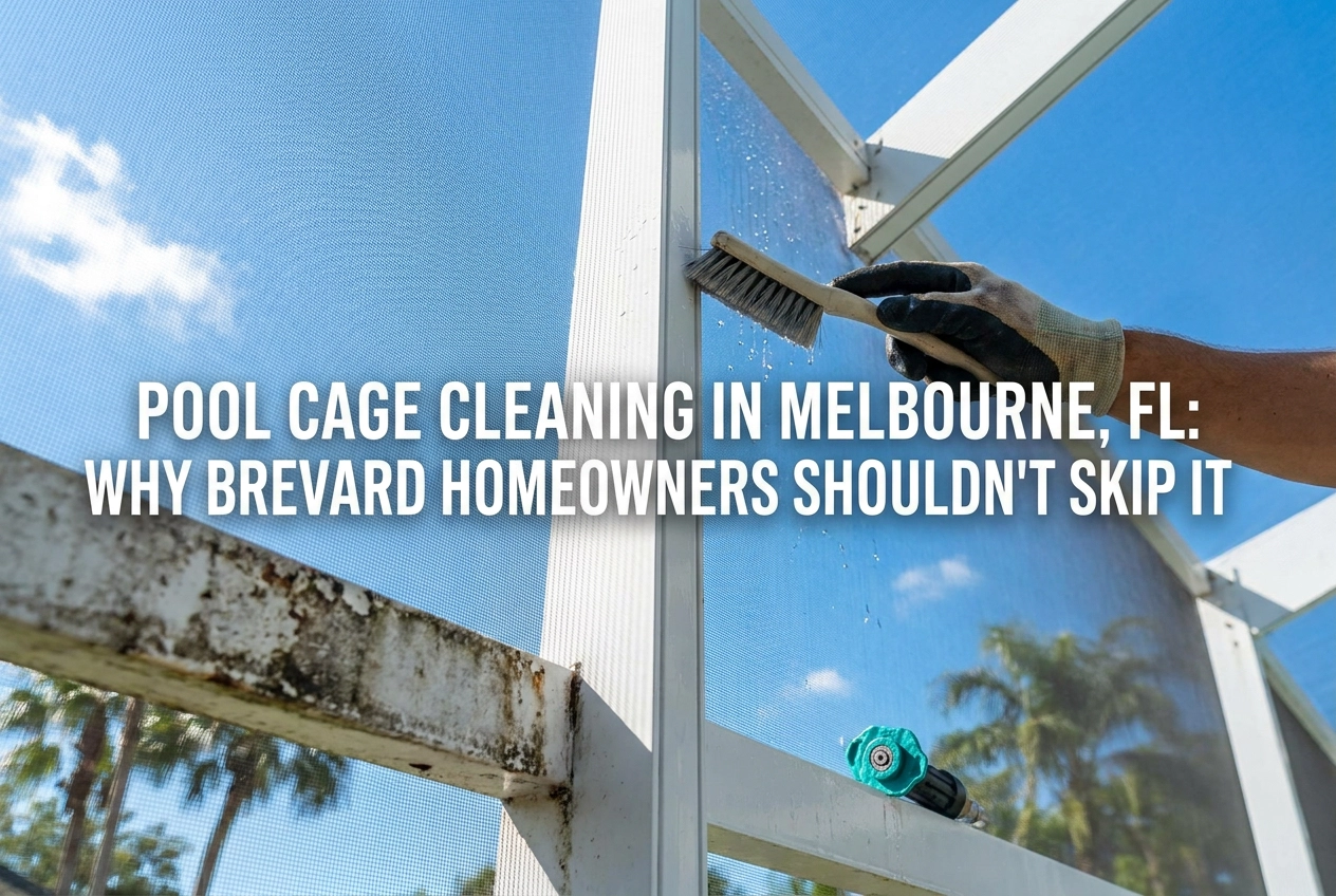 Professional header image for industry analysis: Pool Cage Cleaning in Melbourne, FL: Why Brevard Homeowne...