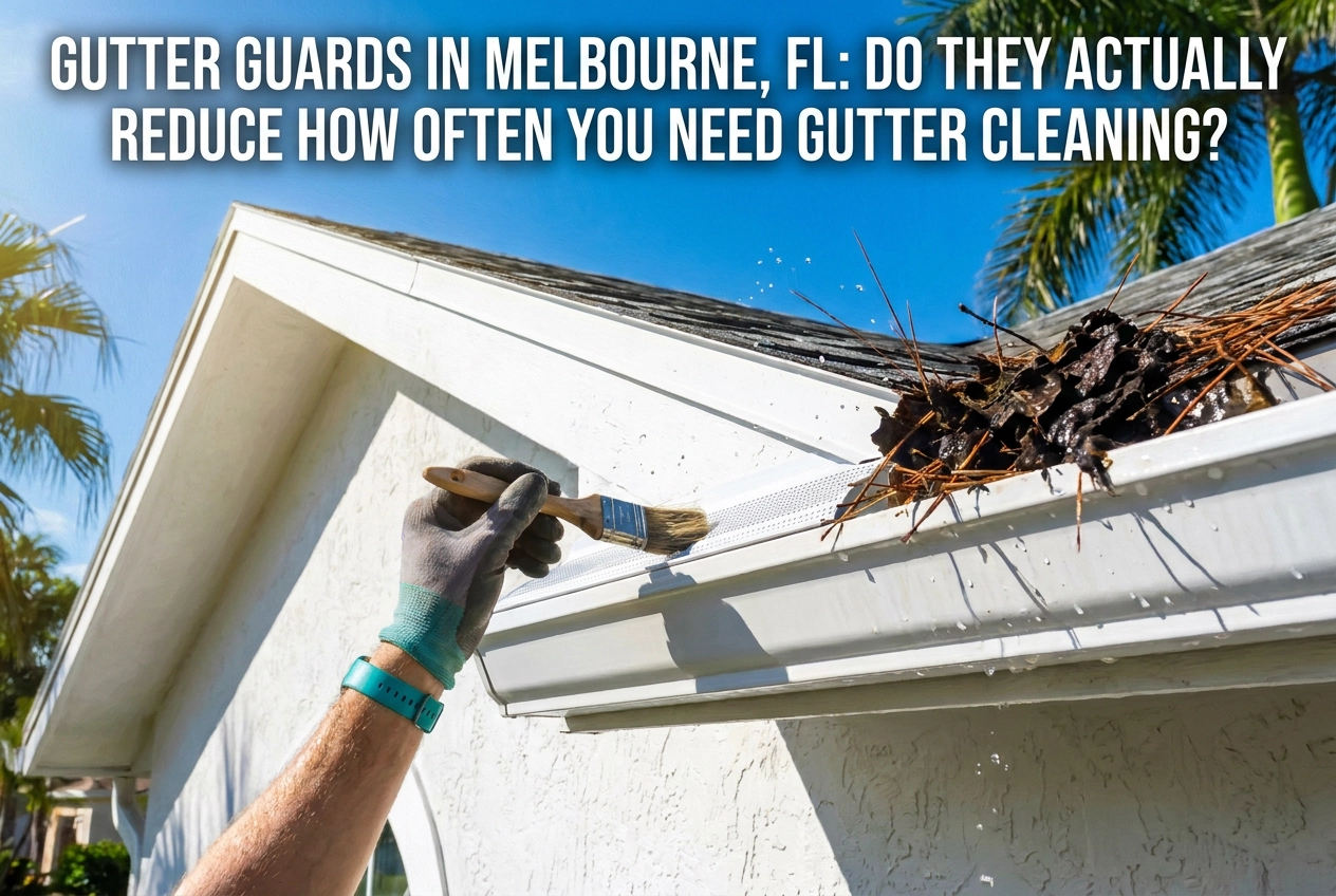 Professional header image for industry analysis: Gutter Guards in Melbourne, FL: Do They Actually Reduce H...