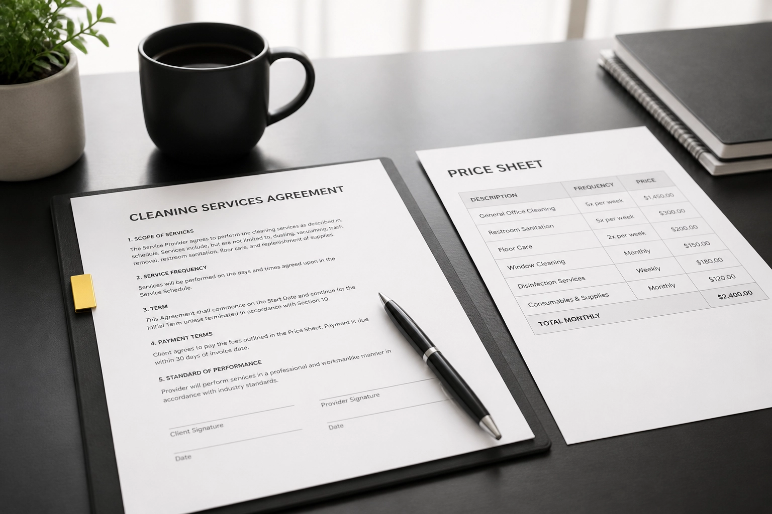 Professional header image for step-by-step guide: Step 6: Read a Commercial Cleaning Contract and Price Sheet