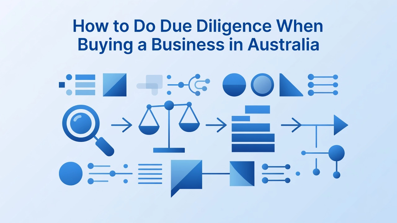 Professional header image for step-by-step guide: How to Do Due Diligence When Buying a Business in Australia