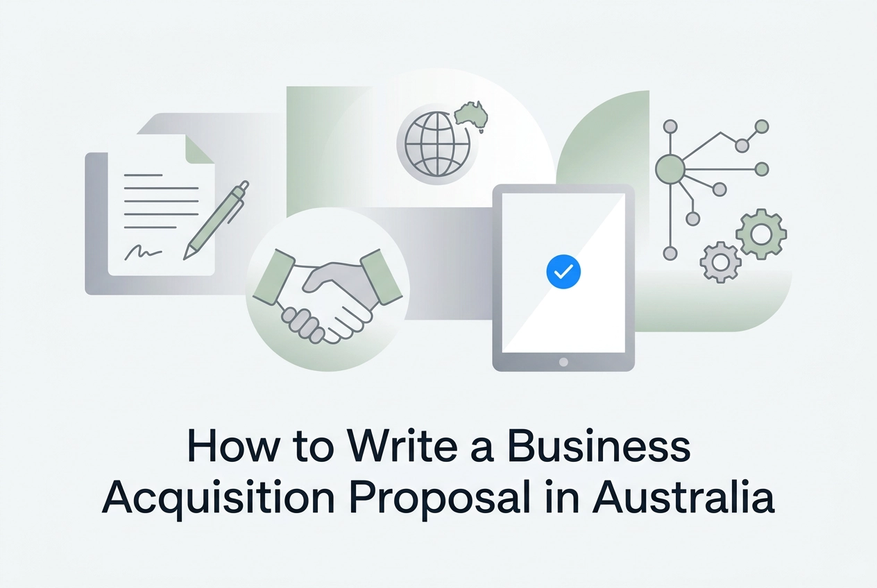 Professional header image for step-by-step guide: How to Write a Business Acquisition Proposal in Australia