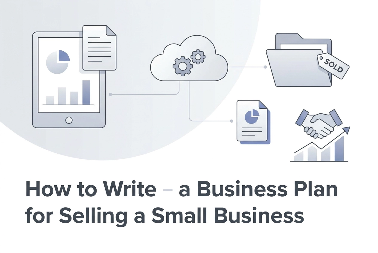 Professional header image for step-by-step guide: How to Write a Business Plan for Selling a Small Business