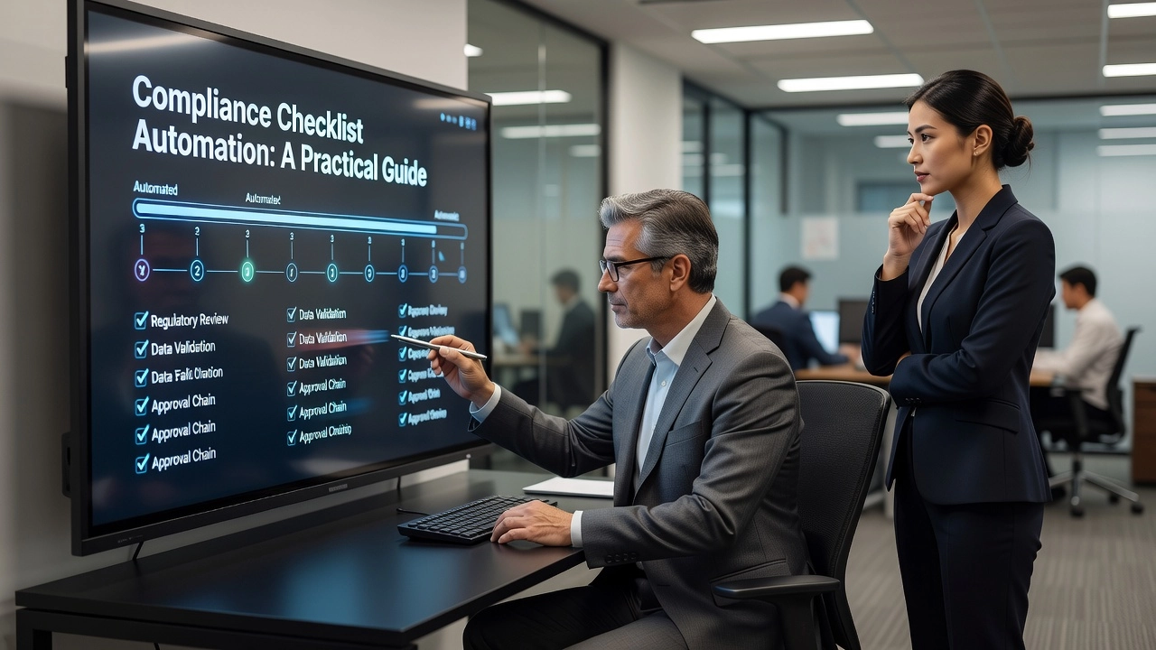 Professional header image for educational tutorial: Compliance Checklist Automation: A Practical Guide