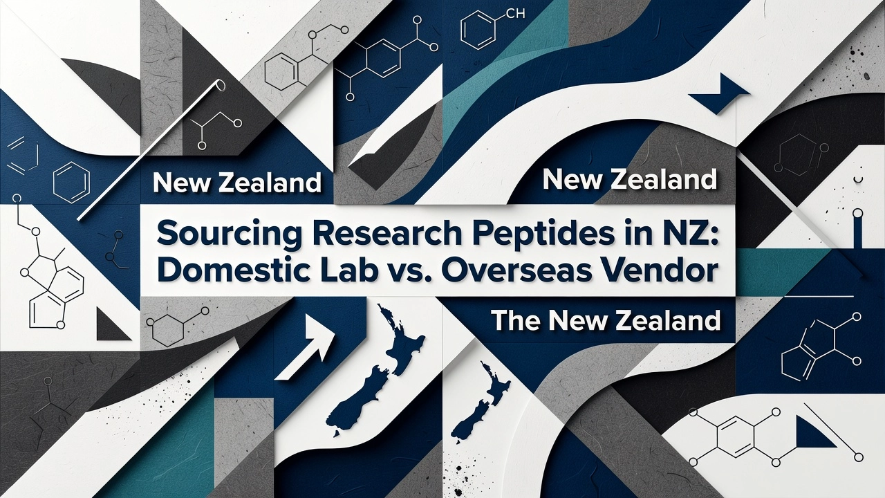 Professional header image for comparison analysis: Sourcing Research Peptides in NZ: Domestic Lab vs. Overse...